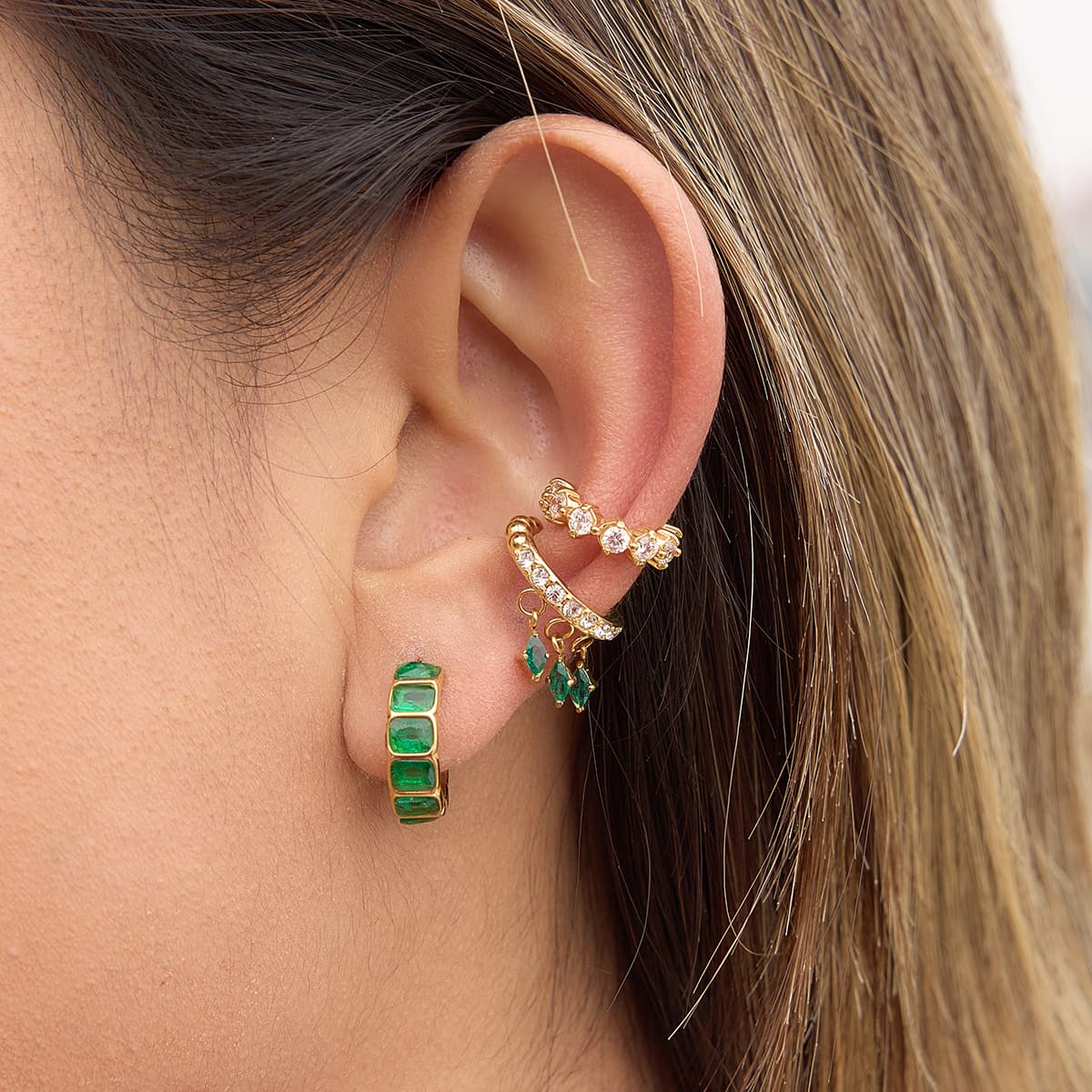 Chunky Green Hoop Earrings