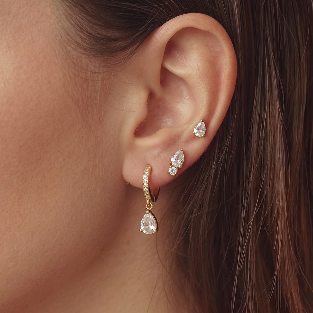 Three Pair Drop Earrings