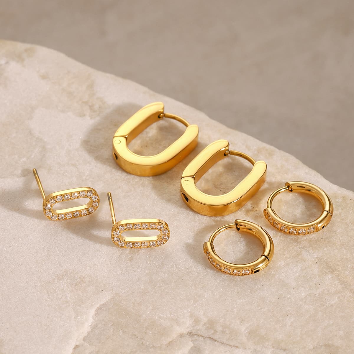 Oval Hoop Earring Set