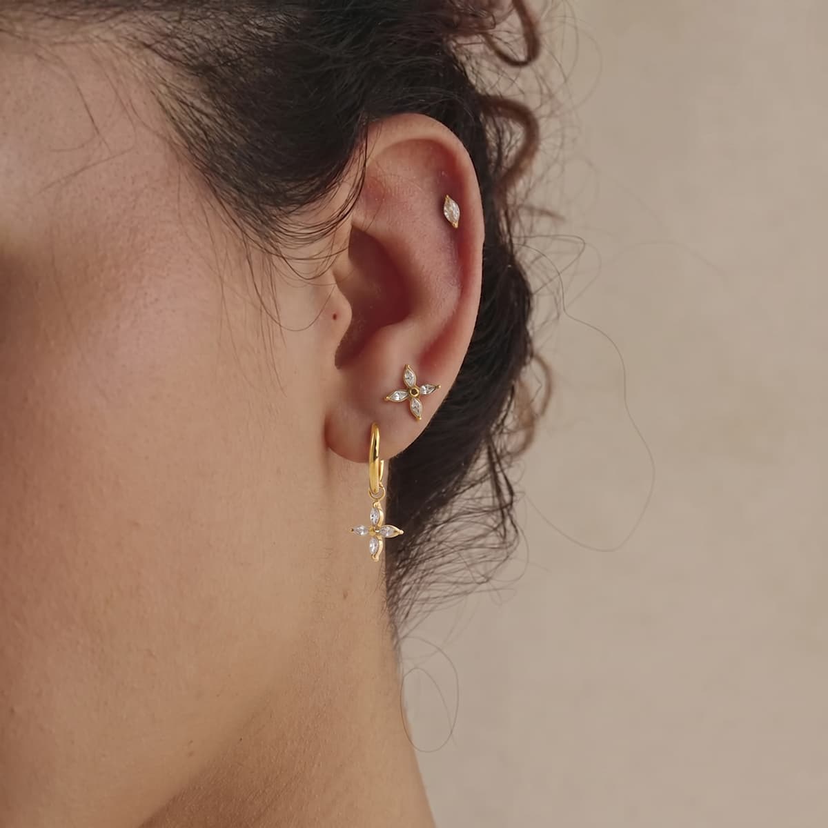 Three Pair Flower Earring Set