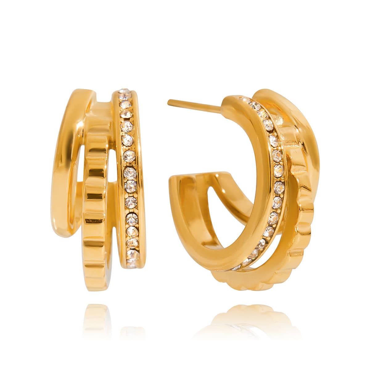 Double Hoop Zircon Earrings