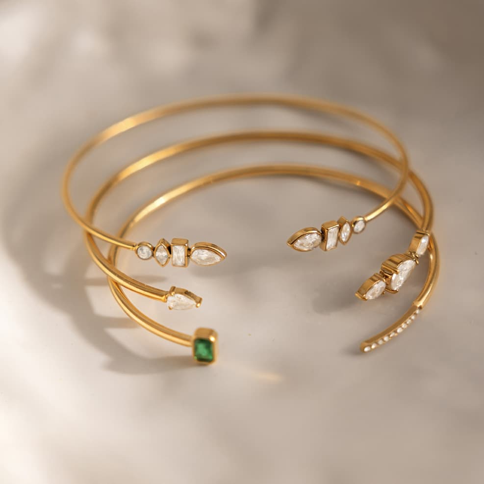 Half Crystal Bangle