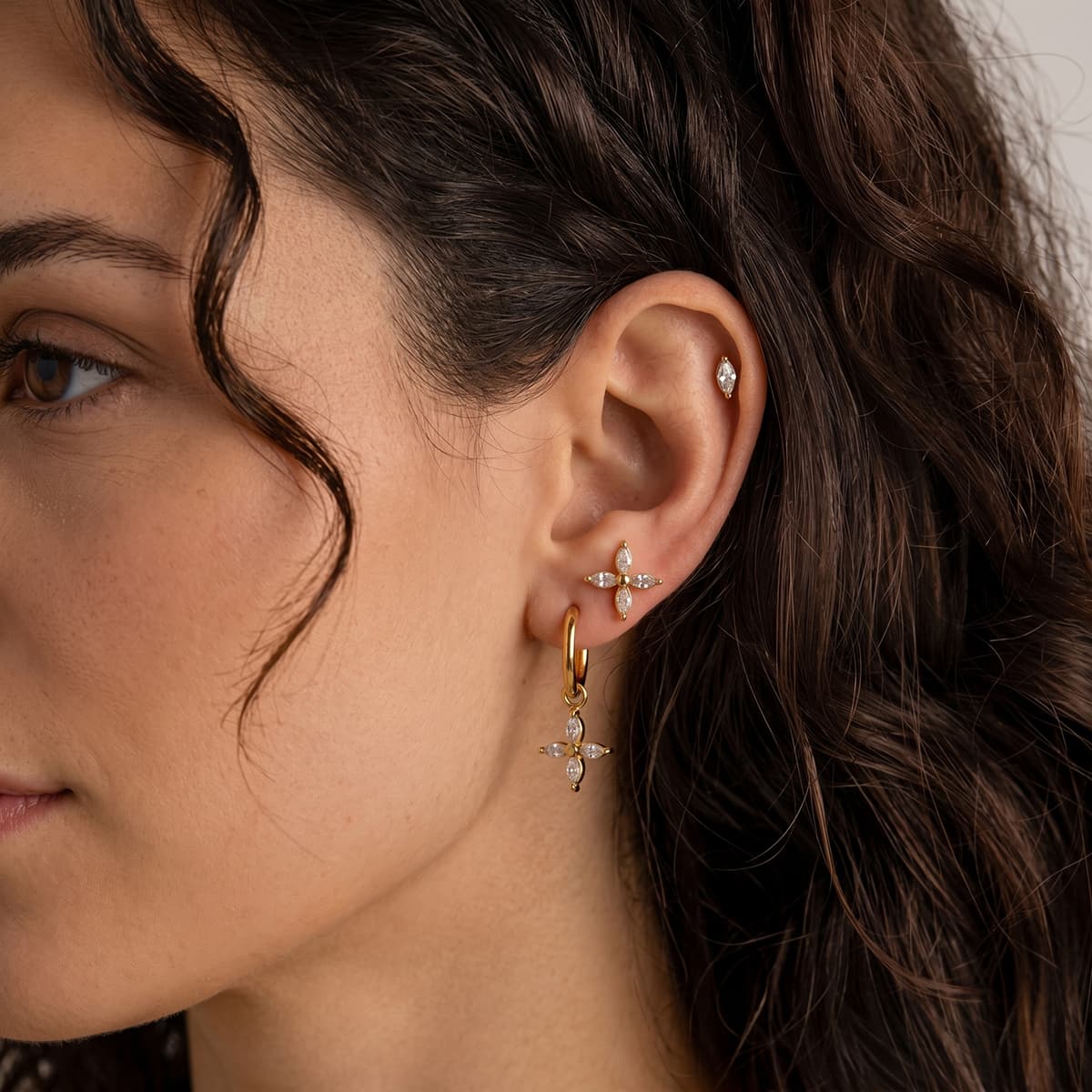 Three Pair Flower Earring Set