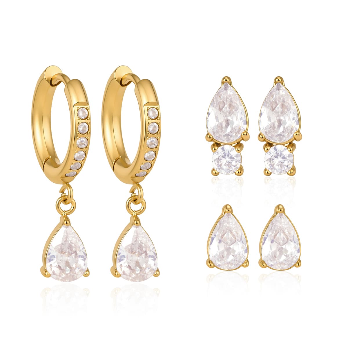 Three Pair Drop Earrings