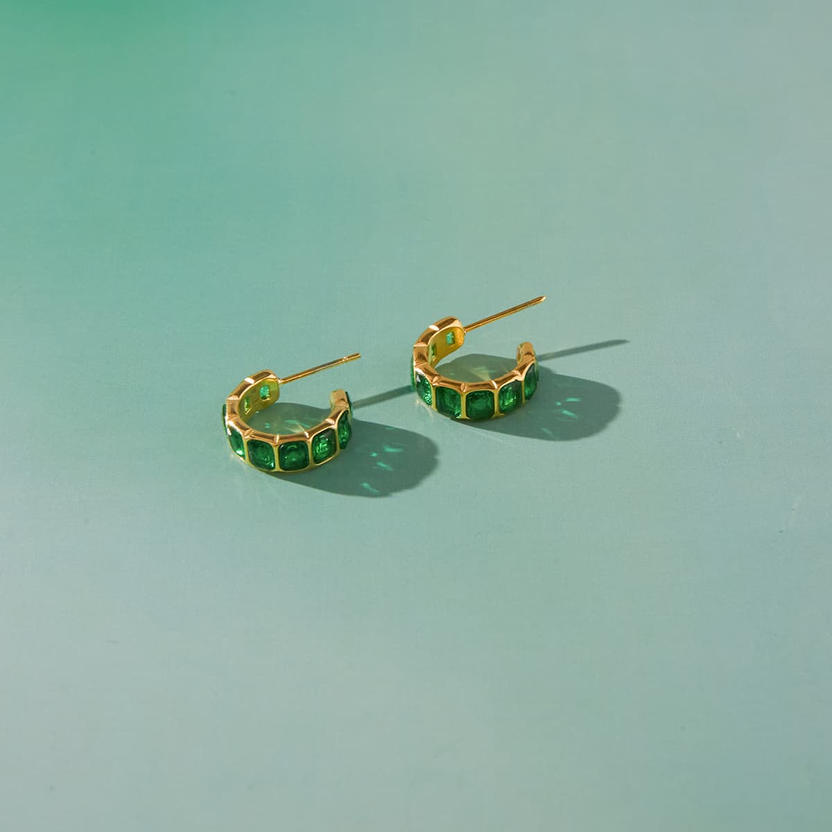 Chunky Green Hoop Earrings