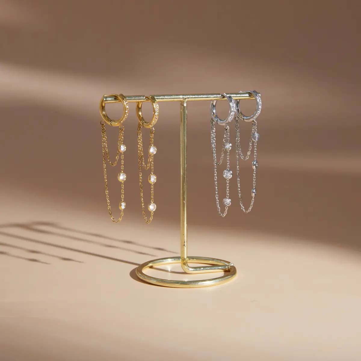 Crystal Chain Drop Earrings 