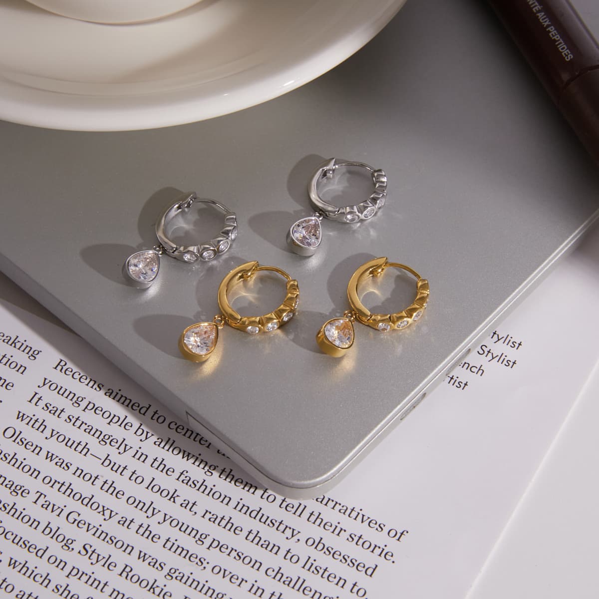Elegant Crystal Drop Hoop Earrings