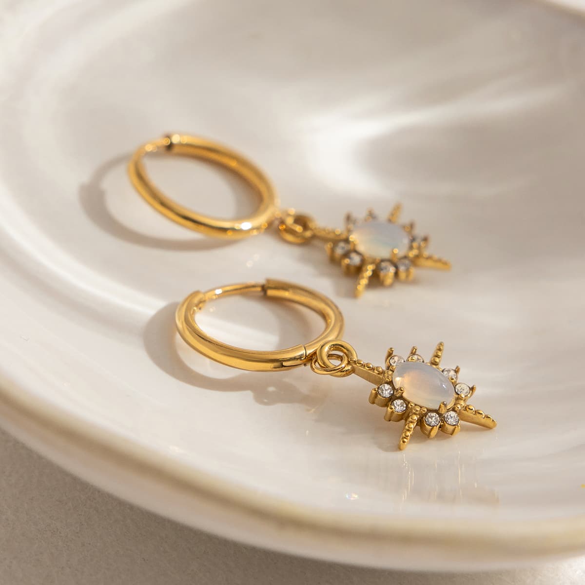 Opal Star Earrings