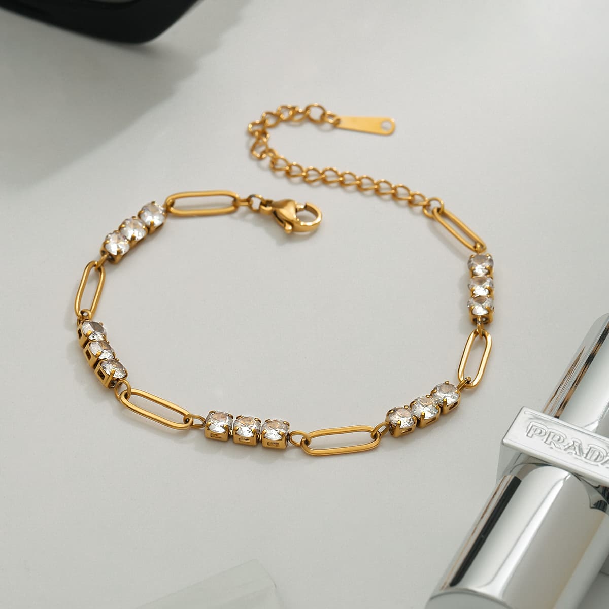 Zircon Paperclip Bracelet