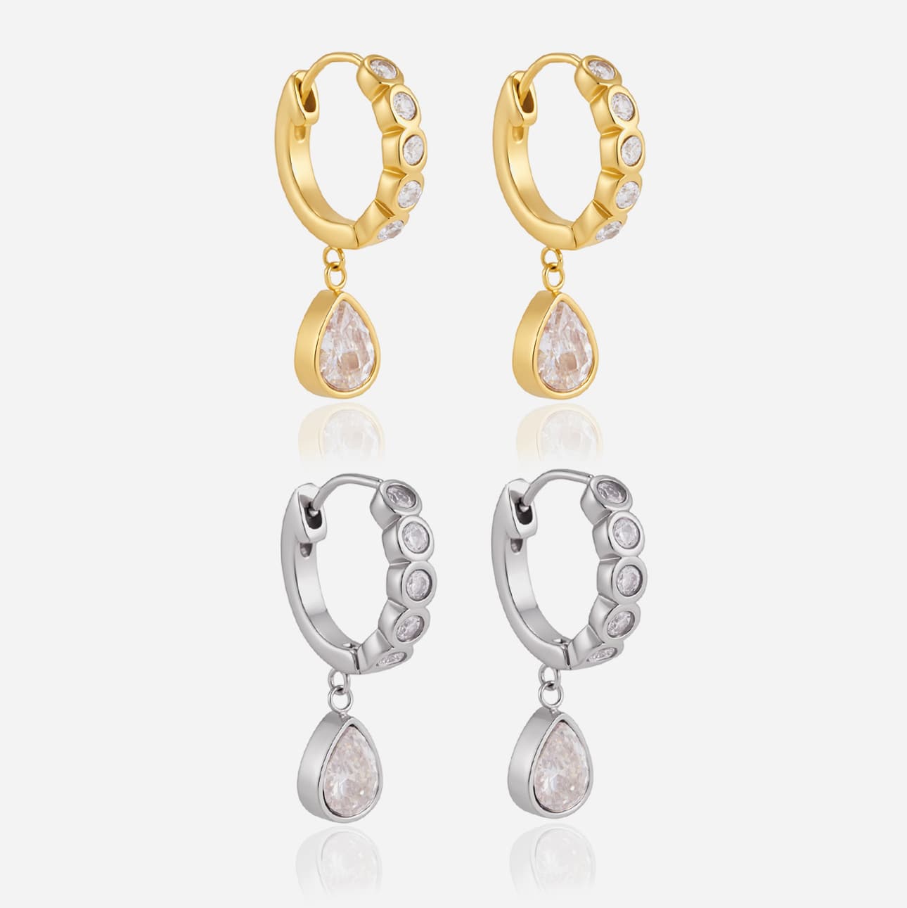 Elegant Crystal Drop Hoop Earrings